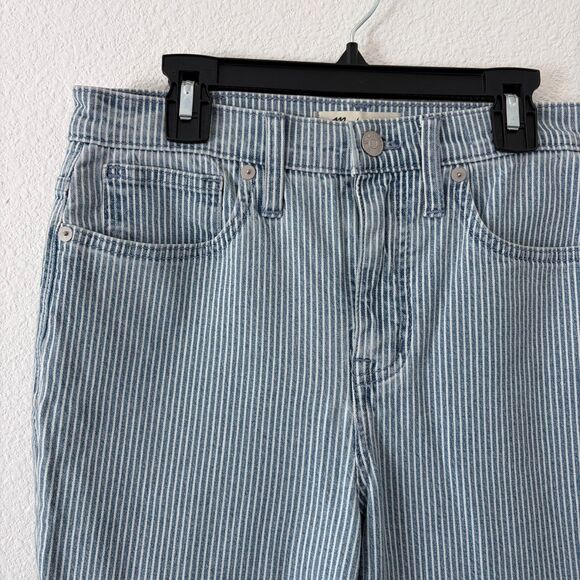 MADEWELL Jeans 10" High Rise Skinny Crop Piper Railroad Stripe Size 26 Costal - Picture 4 of 8
